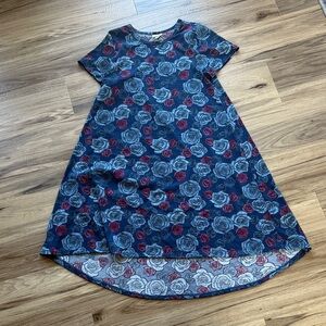 LuLaRoe Carly Dress - Blue and Burgundy  Floral - Size Small